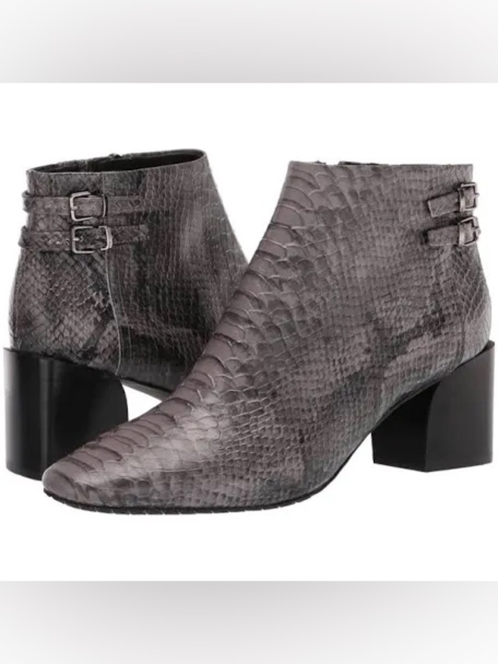 Donald J. Pliner Alek Grey Snake-Embossed Leather Ankle Boots